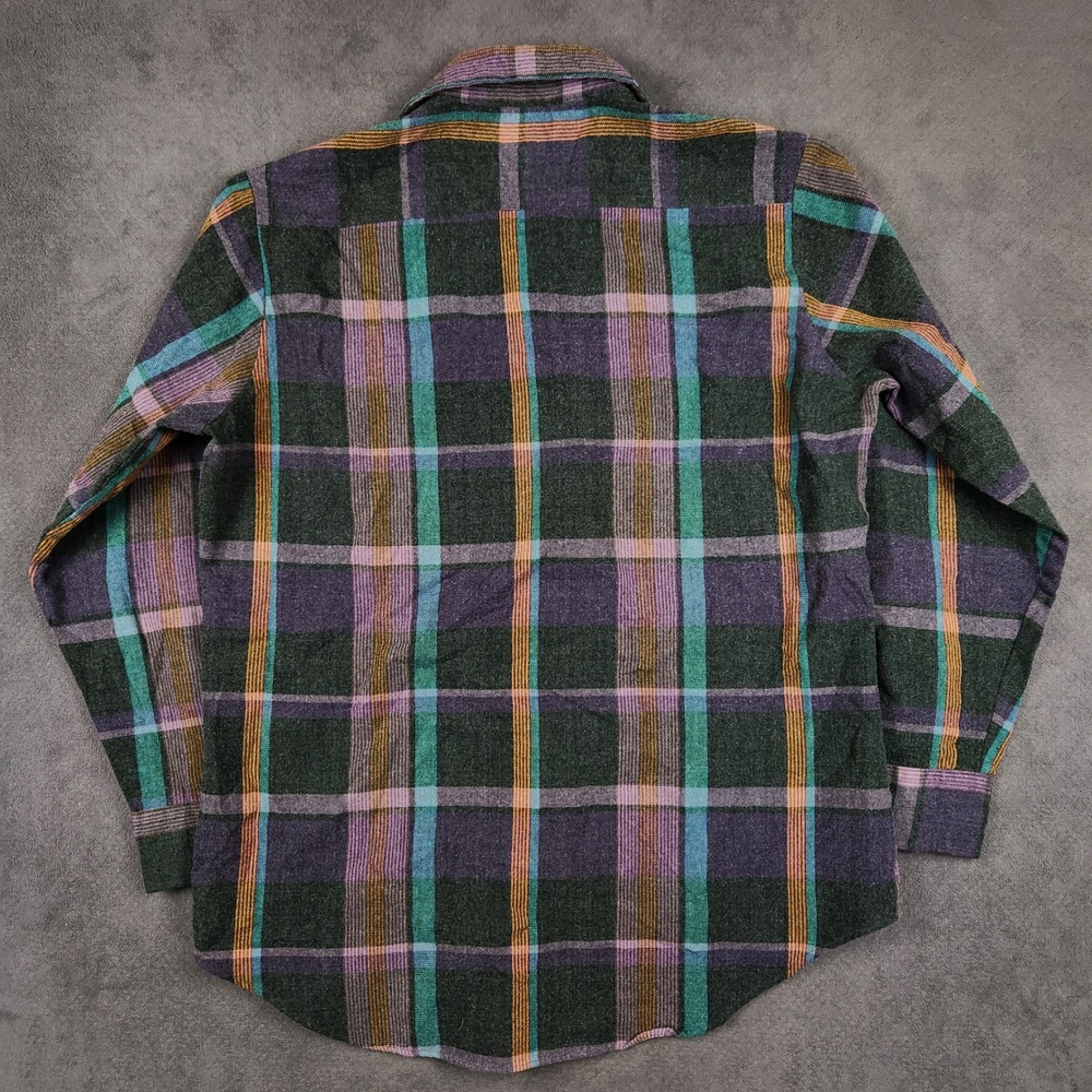 Vintage Country Squire by Block Plaid Flannel Shirt Mens Large Purple Wool Blend - Picture 3 of 9